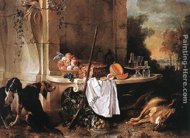 Dead Wolf painting - Jean-Baptiste Oudry Dead Wolf art painting